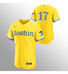 Men Boston Red Sox 17 Nathan Eovaldi Men Nike 2021 City Connect Gold Authentic MLB Jersey   No Name