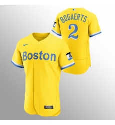 Men Boston Red Sox 2 Xander Bogaerts Men Nike 2021 City Connect Gold Authentic MLB Jersey