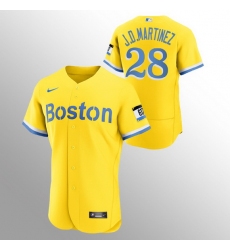 Men Boston Red Sox 28 J D  Martinez Men Nike 2021 City Connect Gold Authentic MLB Jersey