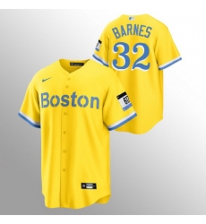 Men Boston Red Sox 32 Matt Barnes Men Nike 2021 City Connect Gold Fans Version MLB Jersey