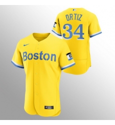 Men Boston Red Sox 34 David Ortiz Men Nike 2021 City Connect Gold Authentic MLB Jersey