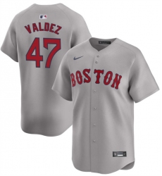 Men Boston Red Sox 47 Enmanuel Valdez Grey Cool Base Stitched Baseball Jersey