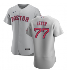 Men Boston Red Sox 77 Robinson Leyer Men Nike Gray Road 2020 Flex Base Team MLB Jersey