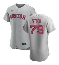 Men Boston Red Sox 79 Robert Stock Men Nike Gray Road 2020 Flex Base Team MLB Jersey
