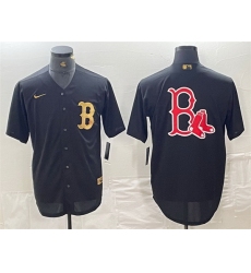Men Boston Red Sox Black Team Big Logo Cool Base Stitched Baseball Jersey 1