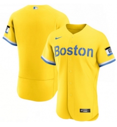 Men Boston Red Sox Nike Gold Light Blue 2021 City Connect Authentic Jersey