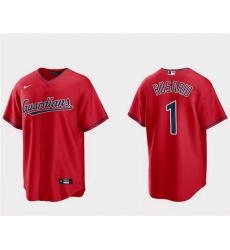 Men Cleveland Guardians 1 Amed Rosario Red Cool Base Stitched Jersey