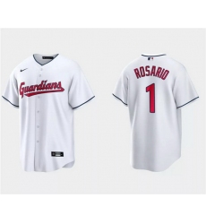 Men Cleveland Guardians 1 Amed Rosario White Cool Base Stitched Jersey