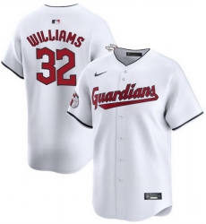 Men Cleveland Guardians 32 Gavin Williams White Cool Base Stitched Baseball Jersey