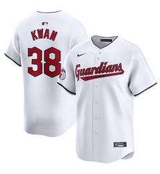 Men Cleveland Guardians 38 Steven Kwan White Home Limited Stitched Baseball Jersey