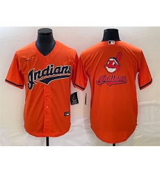 Men Cleveland Guardians Orange Team Big Logo Cool Base Stitched Jersey