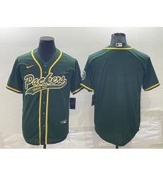 Men Green Bay Packers Blank Green Cool Base Stitched Baseball Jersey