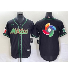Men Mexico Baseball 2023 Black World Baseball Classic Team Big Logo Stitched Jerseys 1