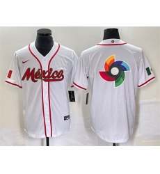 Men Mexico Baseball 2023 White World Baseball Classic Team Big Logo Stitched Jersey 1