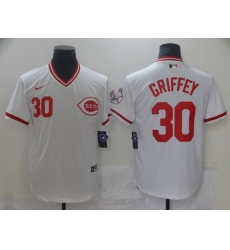 Men Nike Cincinati Reds Ken Griffey Jr 30 White Cool Base Stitched Pullover MLB Jersey