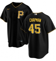 Men Pittsburgh Pirate Aroldis Chapman #45 Black Stitched Flex Base Stitched MLB jersey