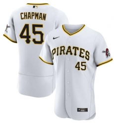 Men Pittsburgh Pirate Aroldis Chapman #45 White Stitched Flex Base Stitched MLB jersey