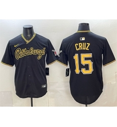 Men Pittsburgh Pirates 15 Oneil Cruz Black Limited Stitched Baseball Jersey Men Pittsburgh Pirates 15 Oneil Cruz Black Limited Stitched Baseball Jersey