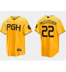 Men Pittsburgh Pirates 22 Andrew McCutchen Gold 2023 City Connect Stitched Jersey