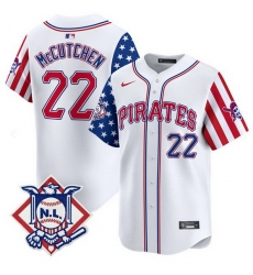 Men Pittsburgh Pirates 22 Andrew McCutchen White 2024 Fourth of July Vapor Limited Stitched Baseball Jersey 