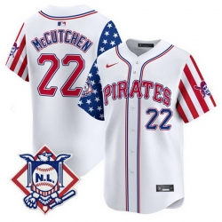 Men Pittsburgh Pirates 22 Andrew McCutchen White 2024 Fourth of July Vapor Limited Stitched Baseball Jersey 
