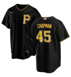 Men Pittsburgh Pirates 45 Aroldis Chapman Black Cool Base Stitched Baseball Jersey