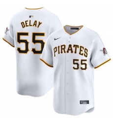 Men Pittsburgh Pirates 55 Jason Delay White Home Limited Stitched Baseball Jersey