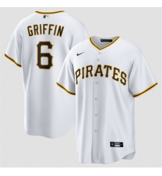 Men Pittsburgh Pirates  6 Konnor Griffin White Cool Base Stitched Baseball Jersey