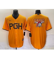Men Pittsburgh Pirates Gold 2023 City Connect Team Big Logo Stitched Jersey