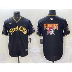 Men Pittsburgh Pirates Team Big Logo Black 412 Patch Vapor Premier Limited Stitched Baseball Jersey