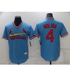 Men St  Louis Arizona Cardinals 4 Yadier Molina Blue Cool Base Stitched Jerse