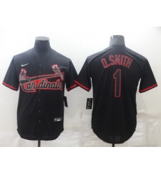 Men St  Louis Cardinals 1 Ozzie Smith Black Shadow Cool Base Stitched jersey