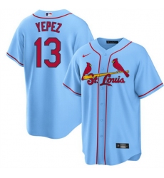 Men St  Louis Cardinals 13 Juan Yepez Blue Cool Base Stitched Jersey