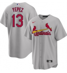 Men St  Louis Cardinals 13 Juan Yepez Grey Cool Base Stitched Jersey