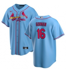 Men St  Louis Cardinals 16 Nolan Gorman Blue Cool Base Stitched Jersey