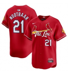 Men St  Louis Cardinals 21 Lars Nootbaar Red 2024 City Connect Limited Stitched Baseball Jersey
