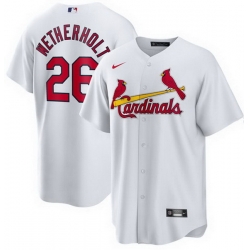 Men St  Louis Cardinals  26 JJ Wetherholt White Home Stitched Baseball Jersey