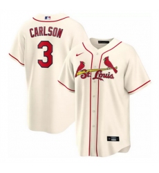 Men St  Louis Cardinals 3 Dylan Carlson Cream Cool Base Stitched Jersey