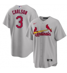 Men St  Louis Cardinals 3 Dylan Carlson Grey Cool Base Stitched Jersey