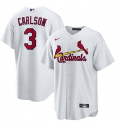 Men St  Louis Cardinals 3 Dylan Carlson White Cool Base Stitched Jersey