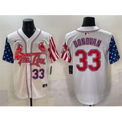 Men St Louis Cardinals 33 Brendan Donovan White Independence Day Vapor Premier Limited Stitched Baseball Jersey