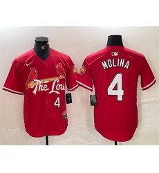 Men St  Louis Cardinals 4 Yadier Molina Red 2024 City Connect Limited Stitched Baseball Jersey