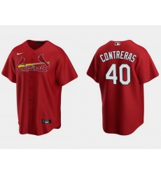 Men St  Louis Cardinals 40 Willson Contreras Red Cool Base Stitched Jersey