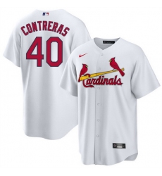 Men St  Louis Cardinals 40 Willson Contreras White Cool Base Stitched Jersey