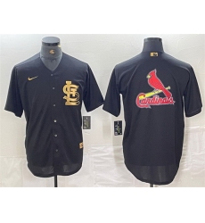 Men St  Louis Cardinals Black Team Big Logo Cool Base Stitched Jersey 2