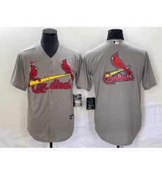 Men St  Louis Cardinals Grey Big Team Logo In Back Cool Base Stitched Jersey