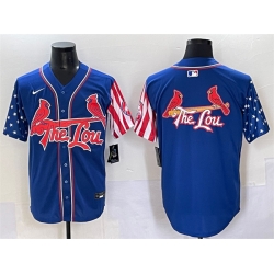 Men St Louis Cardinals Team Big Logo Royal Independence Day Vapor Premier Limited Stitched Baseball Jersey