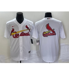 Men St  Louis Cardinals White Big Team Logo In Back Cool Base Stitched Jersey