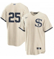 Men White Sox 25 Andrew Vaughn Cream 2021 Field Of Dreams Cool Base Jersey