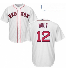 Mens Majestic Boston Red Sox 12 Brock Holt Replica White Home Cool Base MLB Jersey